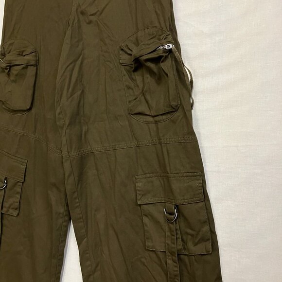 Wild Fable Women's Small Olive Mid-Rise Wide Leg Cargo Pants Elastic Waist - Picture 5 of 11